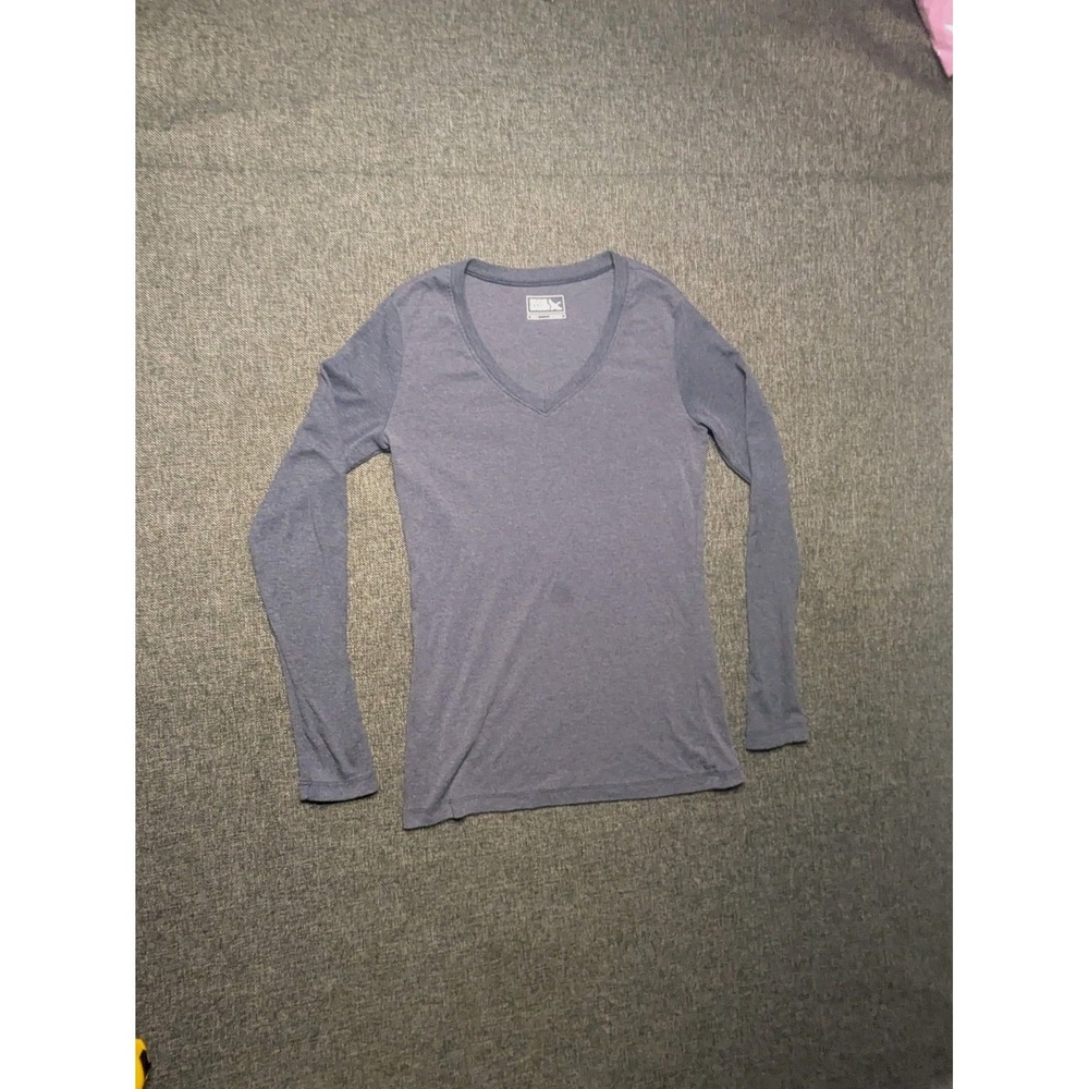EDDIE BAUER Women's V-neck Long Sleeve Gray 100% Cotton T-shirt Top Size S